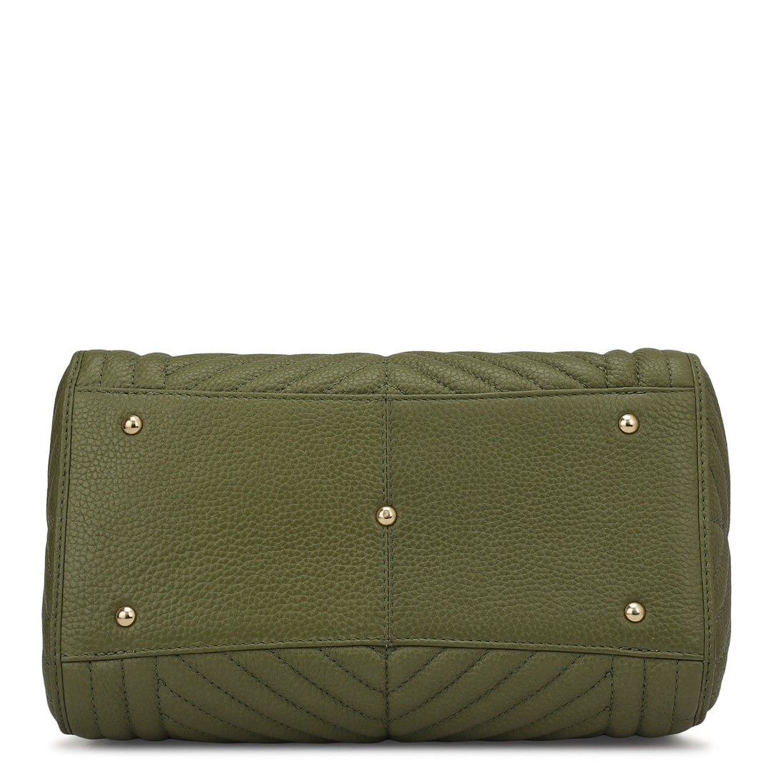 Medium Quilting Leather Satchel - Fern