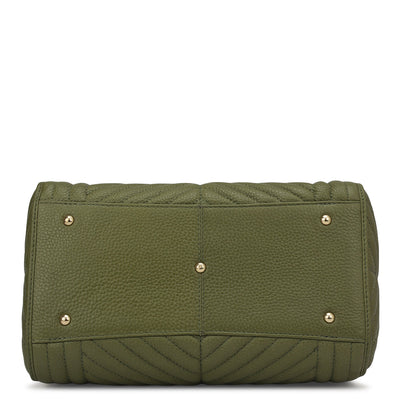 Medium Quilting Leather Satchel - Fern