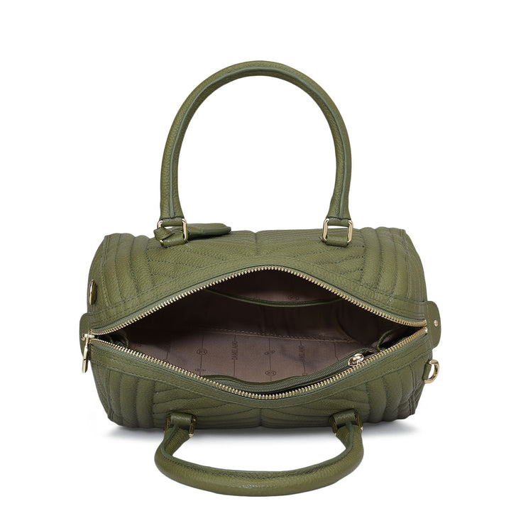 Medium Quilting Leather Satchel - Fern