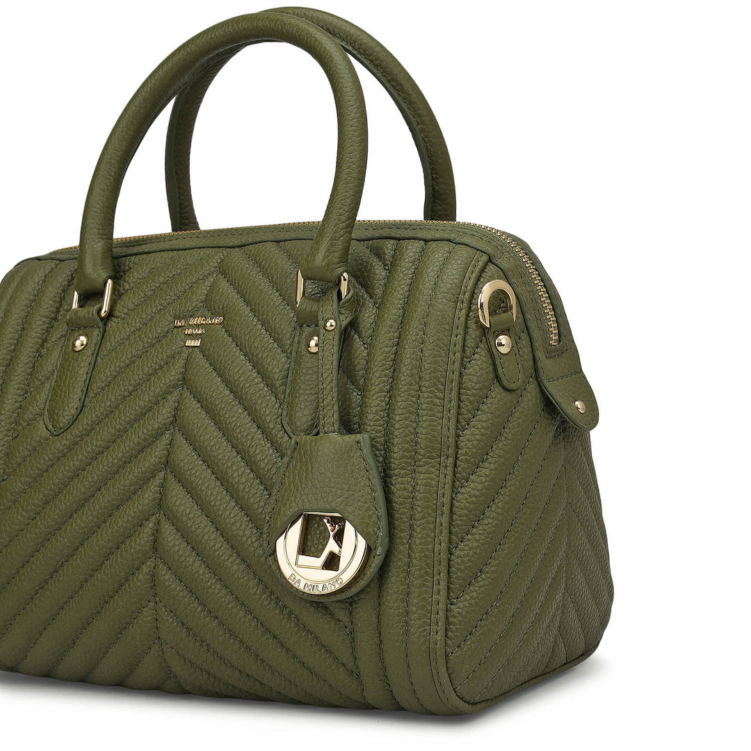 Medium Quilting Leather Satchel - Fern