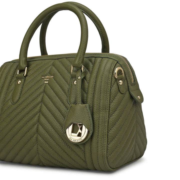Medium Quilting Leather Satchel - Fern