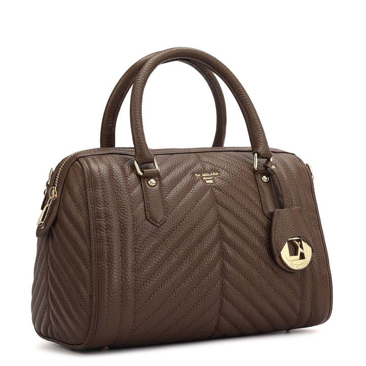 Medium Quilting Leather Satchel - Mocha