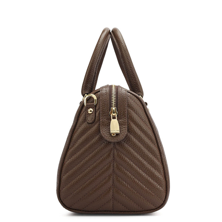 Medium Quilting Leather Satchel - Mocha