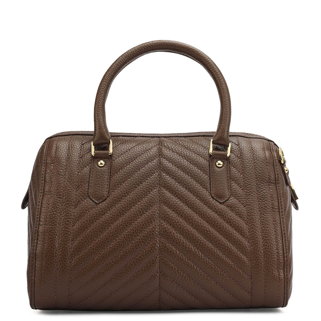 Medium Quilting Leather Satchel - Mocha