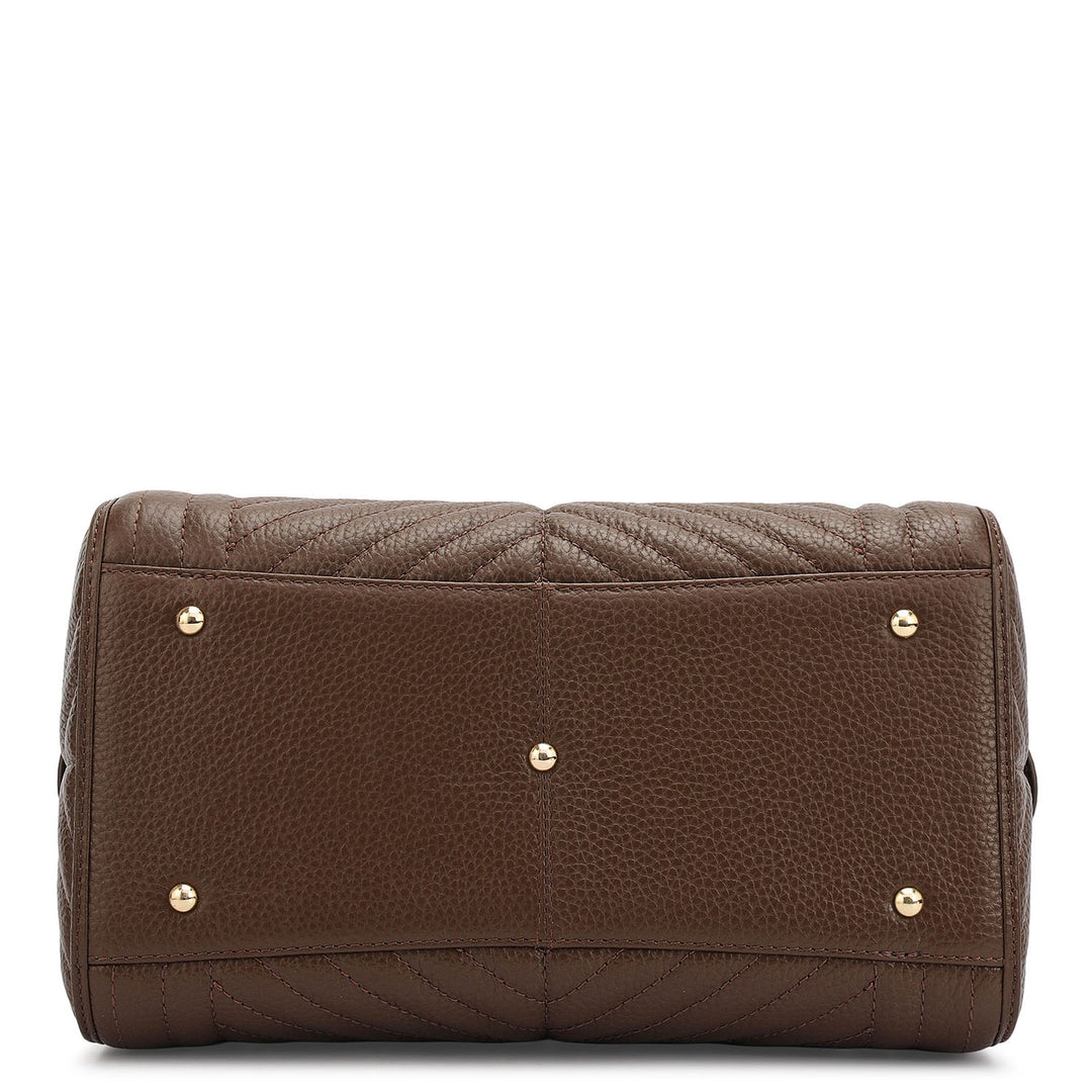 Medium Quilting Leather Satchel - Mocha