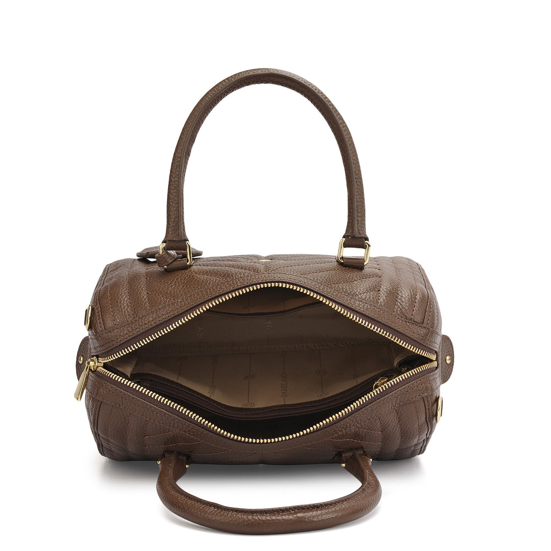 Medium Quilting Leather Satchel - Mocha