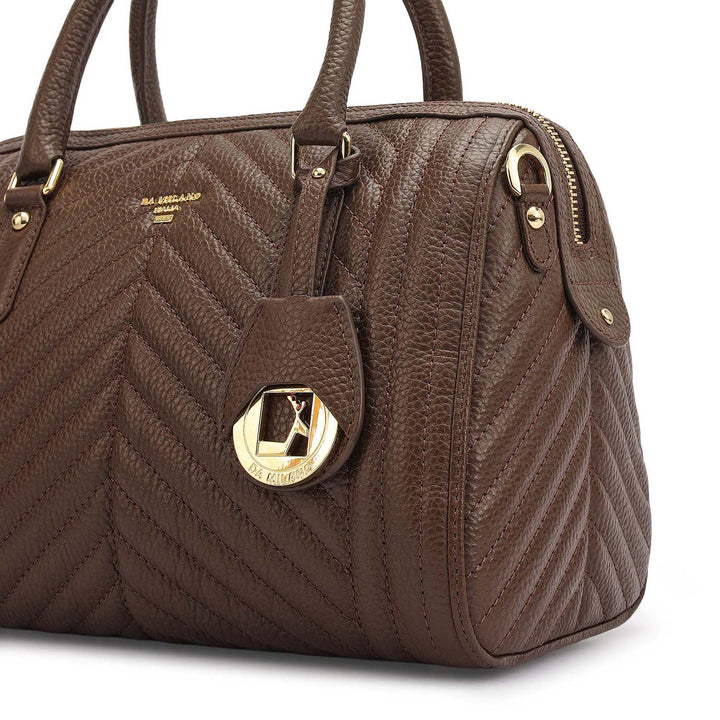 Medium Quilting Leather Satchel - Mocha