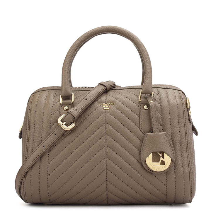 Medium Quilting Leather Satchel - Smoke Grey