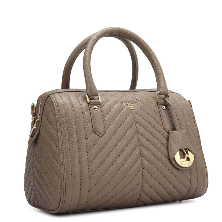 Medium Quilting Leather Satchel - Smoke Grey