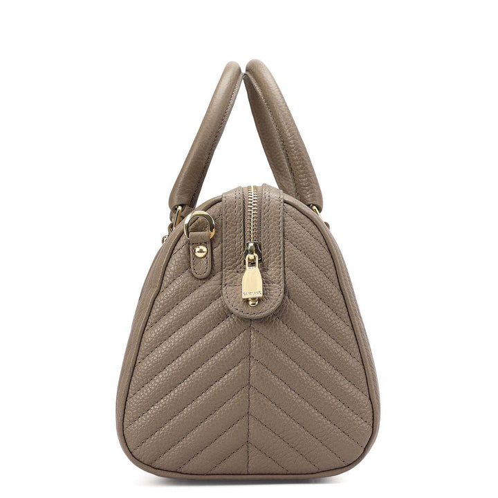 Medium Quilting Leather Satchel - Smoke Grey