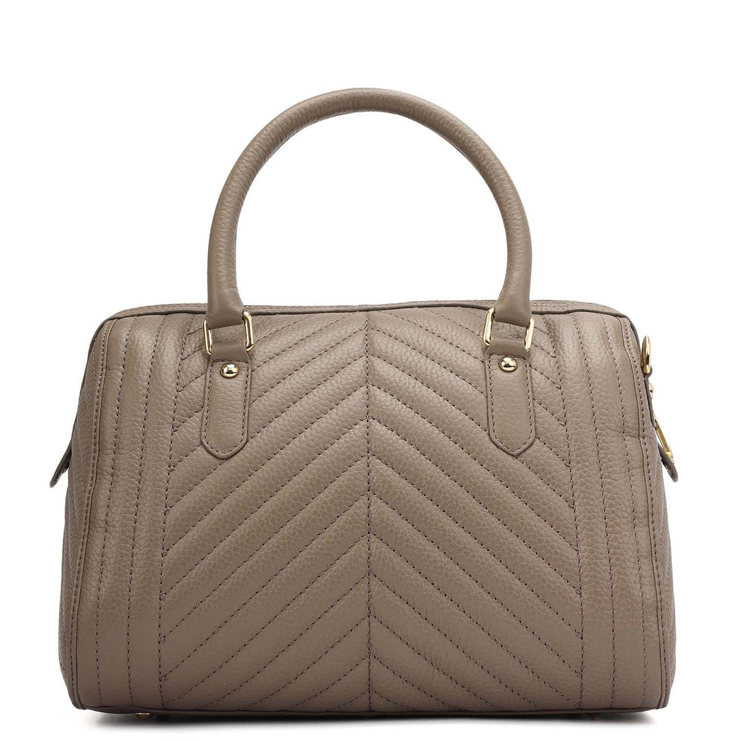 Medium Quilting Leather Satchel - Smoke Grey