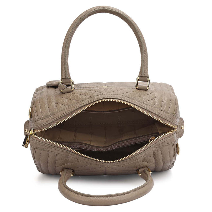 Medium Quilting Leather Satchel - Smoke Grey