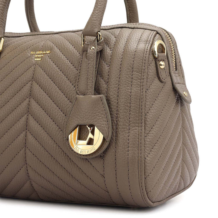 Medium Quilting Leather Satchel - Smoke Grey