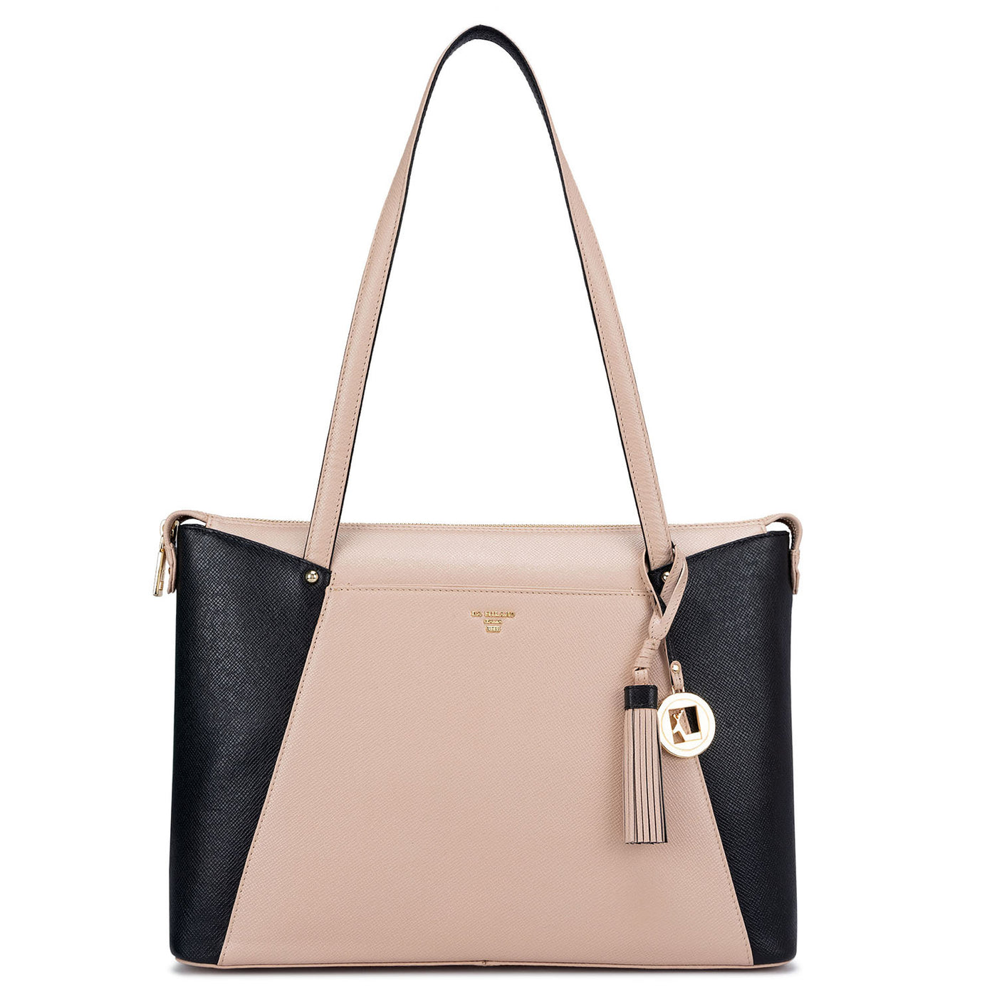 Medium Franzy Leather Tote  - Powder Pink & Black