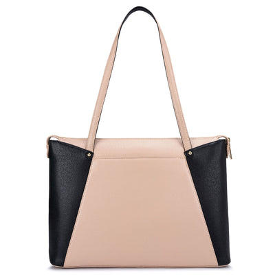 Medium Franzy Leather Tote  - Powder Pink & Black