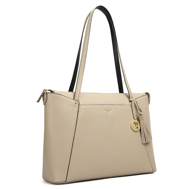 Medium Franzy Leather Tote - Chalk