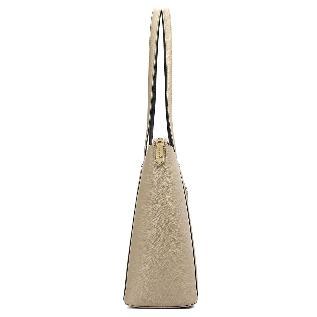 Medium Franzy Leather Tote - Chalk