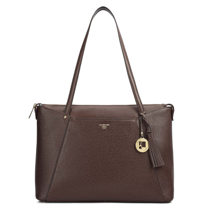 Medium Franzy Leather Tote - Chocolate