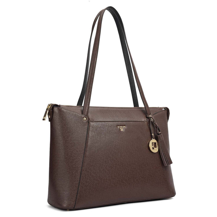 Medium Franzy Leather Tote - Chocolate
