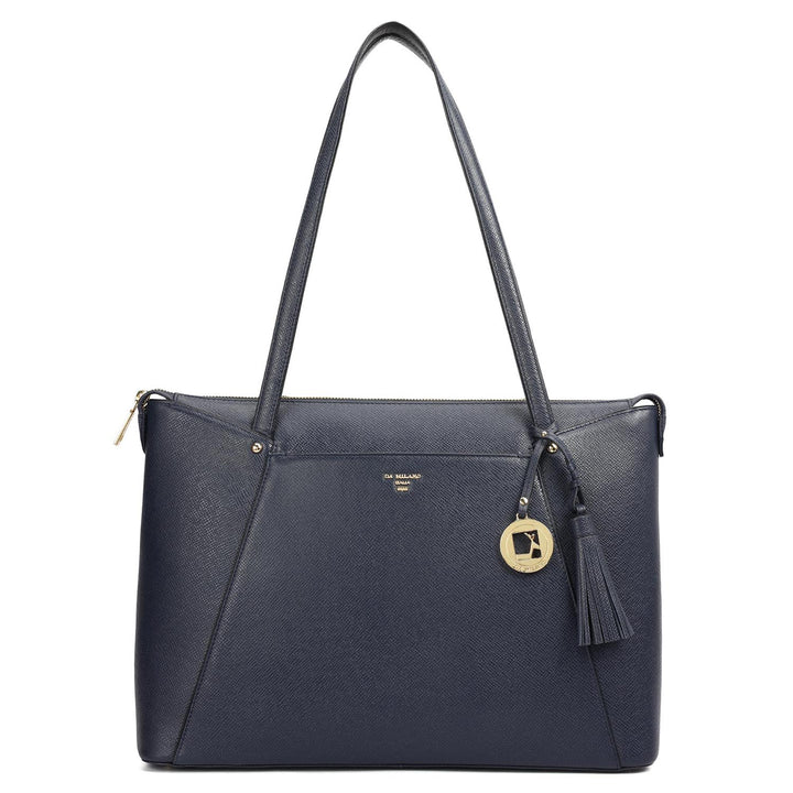 Medium Franzy Leather Tote - Patriot Blue