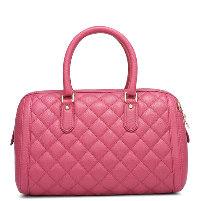 Medium Quilting Wax Leather Satchel - Majenta