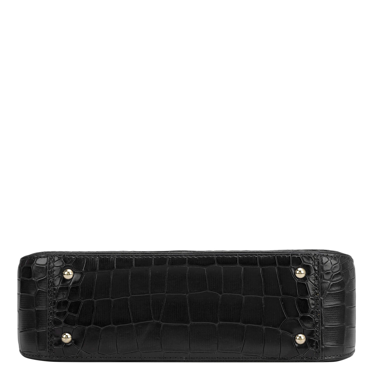 Small Croco Leather Shoulder Bag - Black – Da Milano