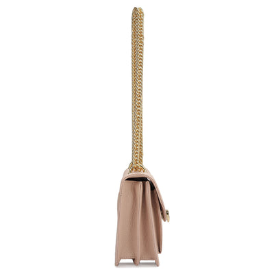 Small Wax Leather Shoulder Bag - Baby Pink