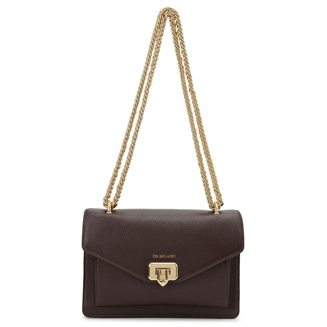 Small Wax Leather Shoulder Bag - Chocolate