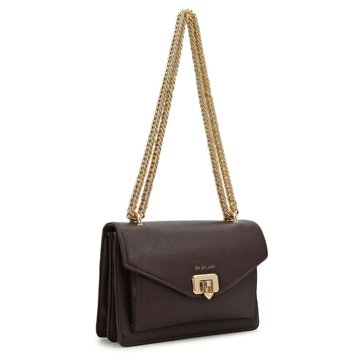 Small Wax Leather Shoulder Bag - Chocolate