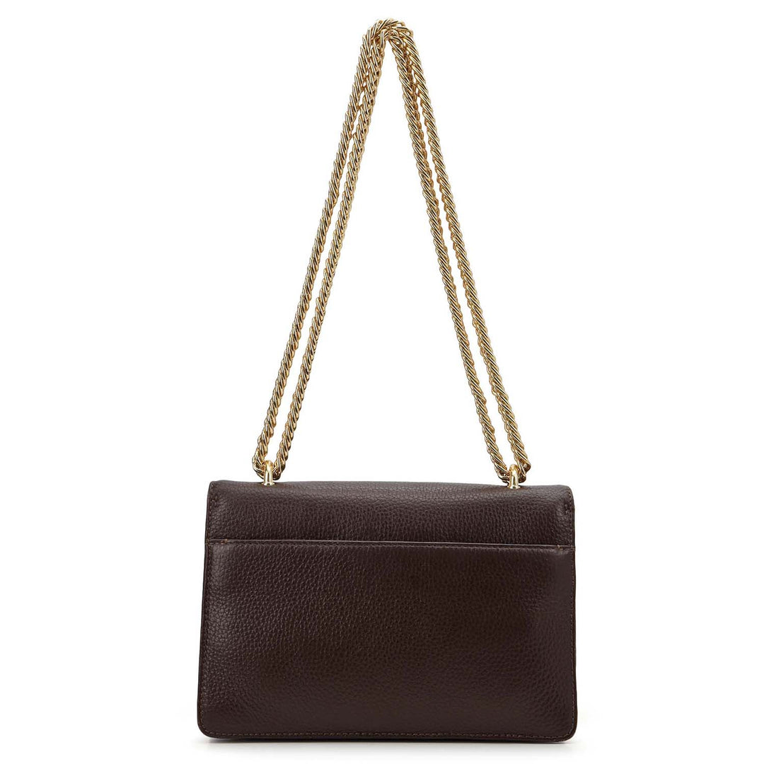 Small Wax Leather Shoulder Bag - Chocolate