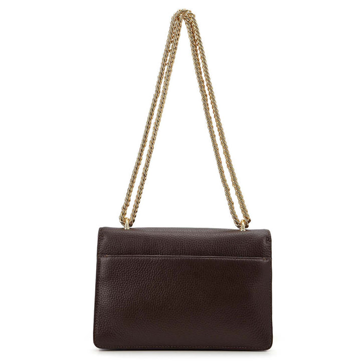 Small Wax Leather Shoulder Bag - Chocolate