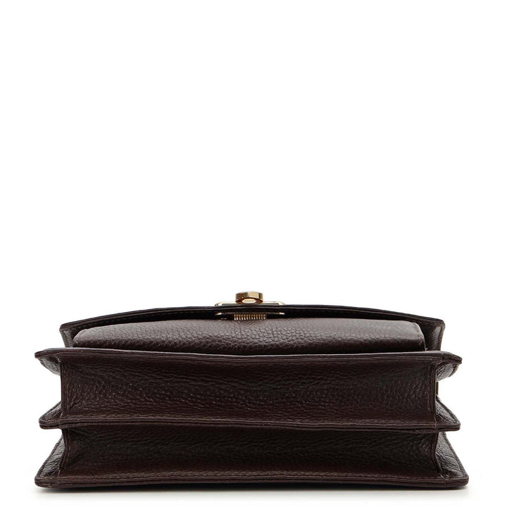 Small Wax Leather Shoulder Bag - Chocolate