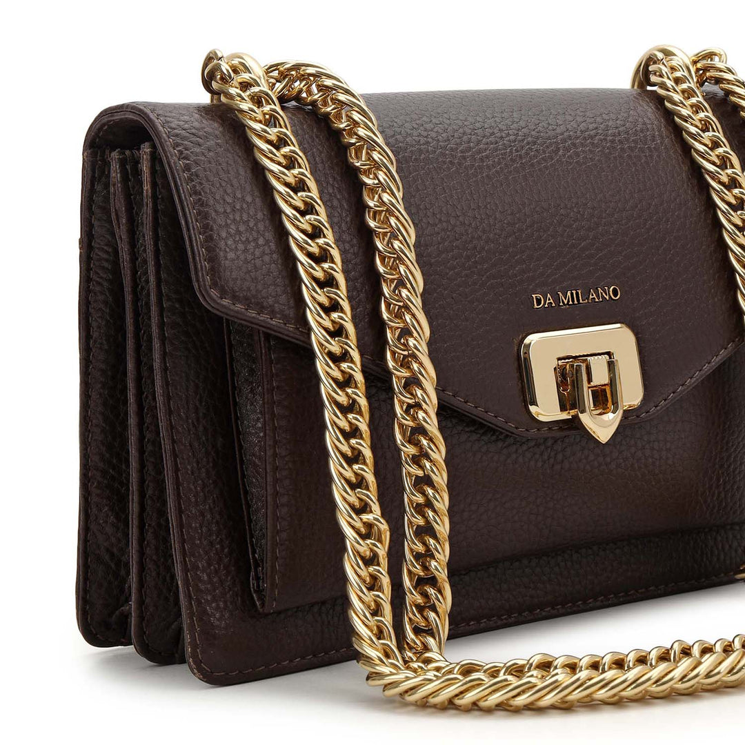 Small Wax Leather Shoulder Bag - Chocolate