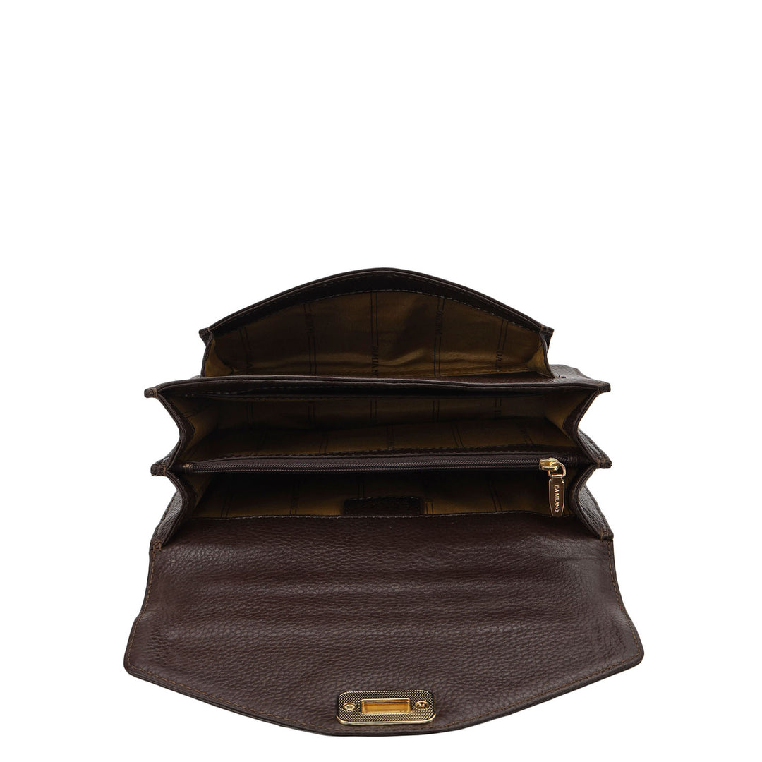 Small Wax Leather Shoulder Bag - Chocolate