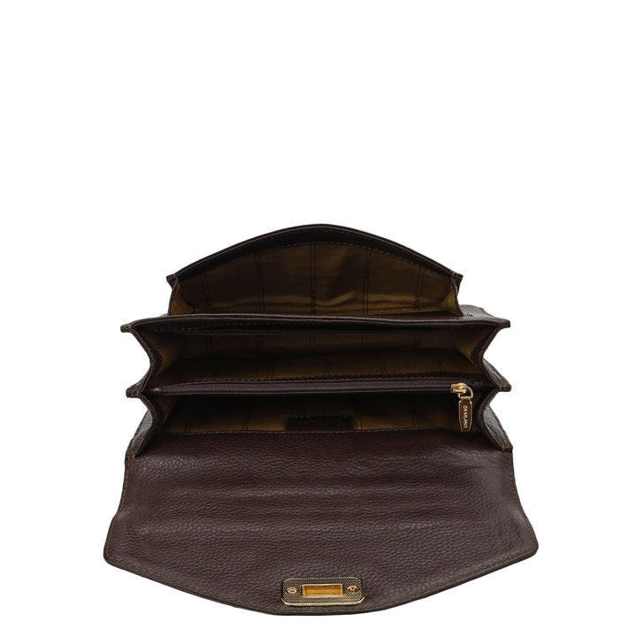 Small Wax Leather Shoulder Bag - Chocolate
