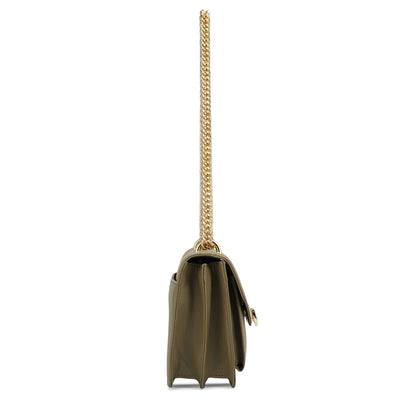 Small Wax Leather Shoulder Bag - Olive