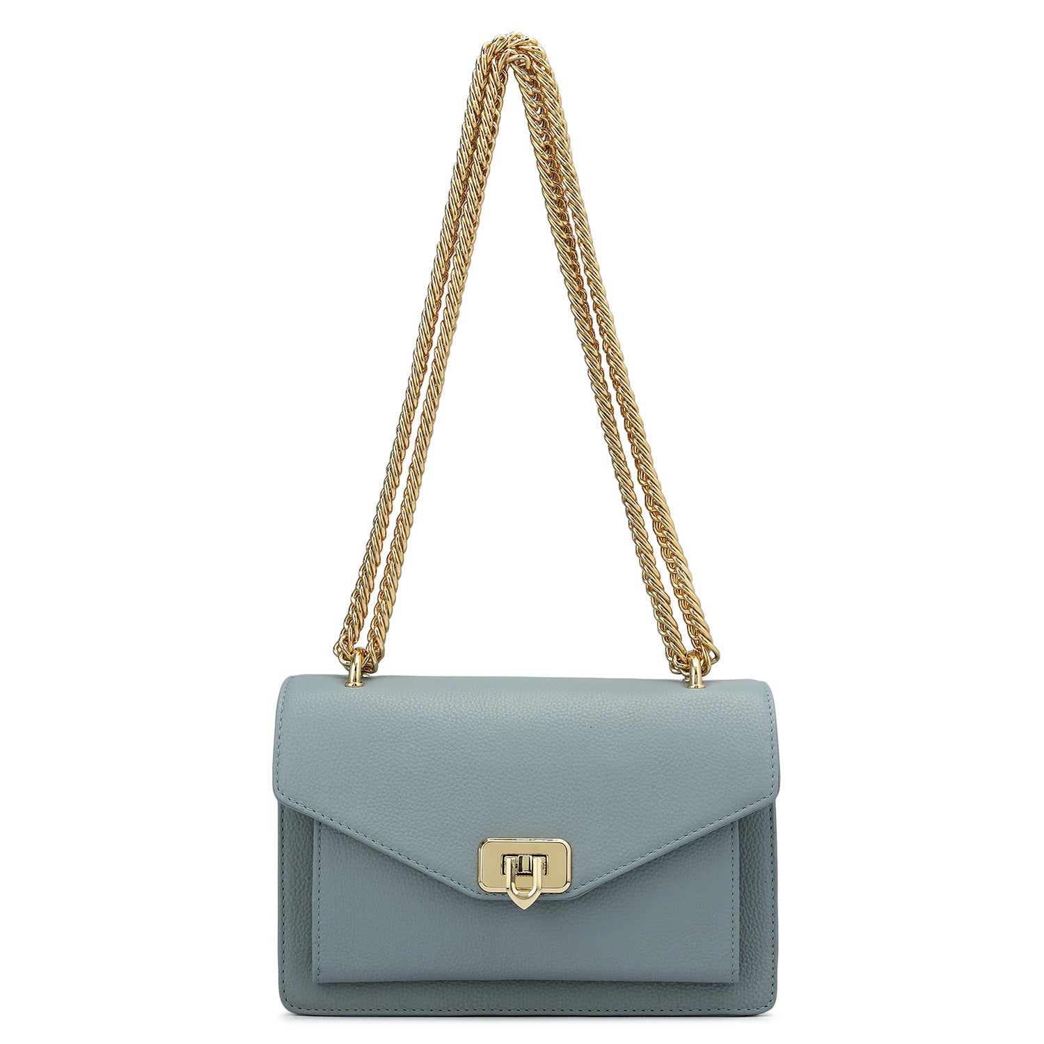Small Wax Leather Shoulder Bag - Sky Blue – Da Milano