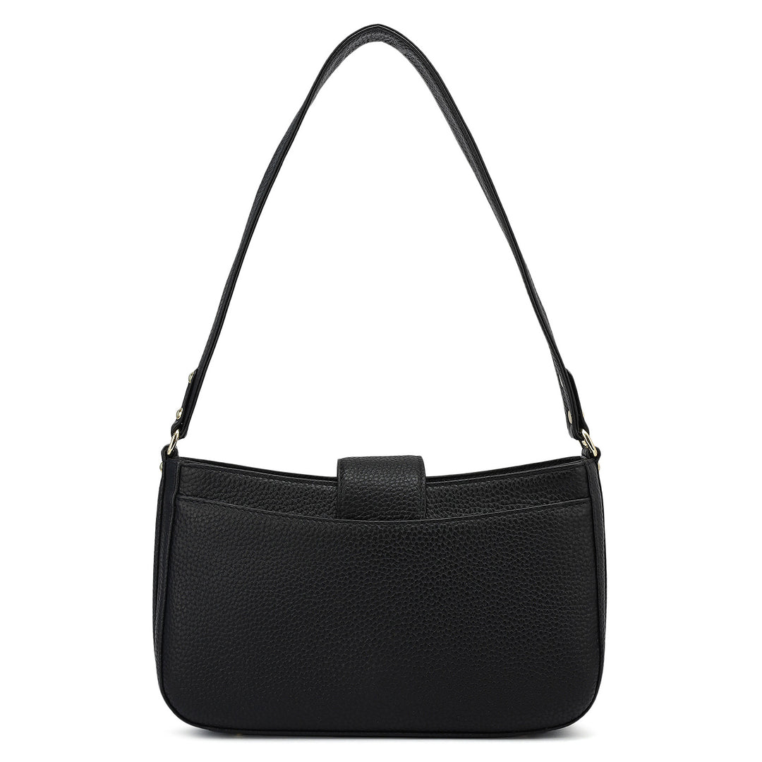 Small Wax Leather Baguette - Black