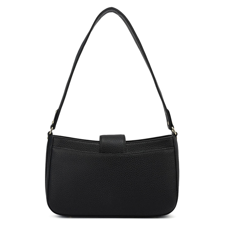 Small Wax Leather Baguette - Black