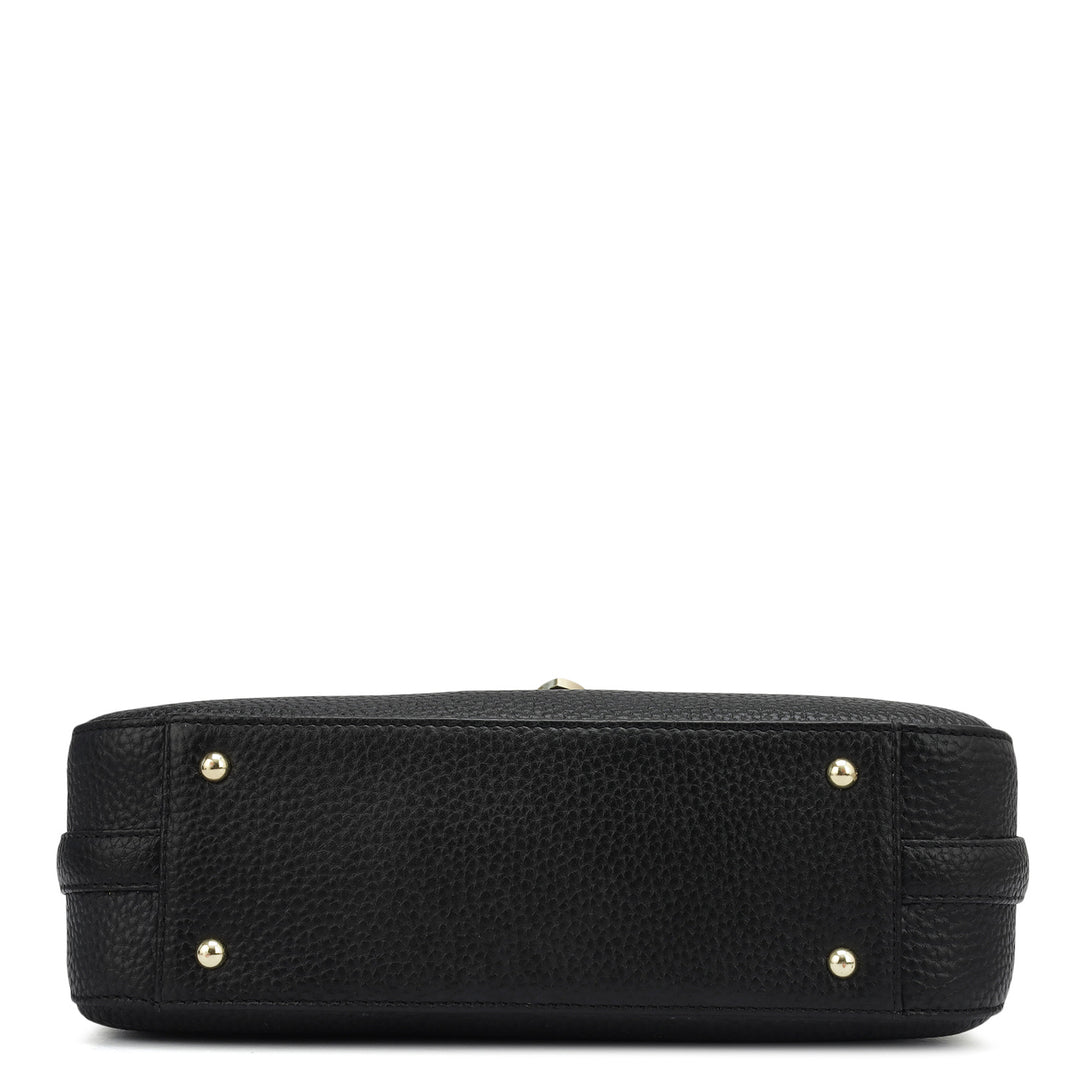 Small Wax Leather Baguette - Black