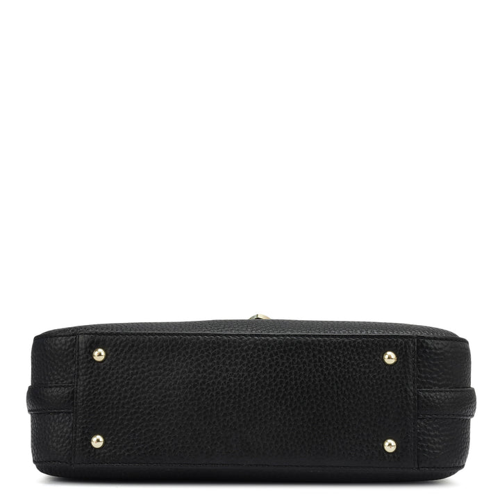 Small Wax Leather Baguette - Black