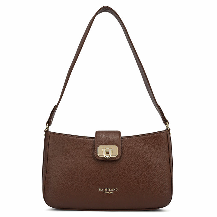 Small Wax Leather Baguette - Espresso