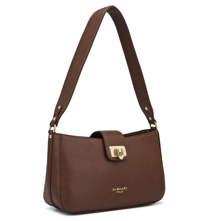 Small Wax Leather Baguette - Espresso