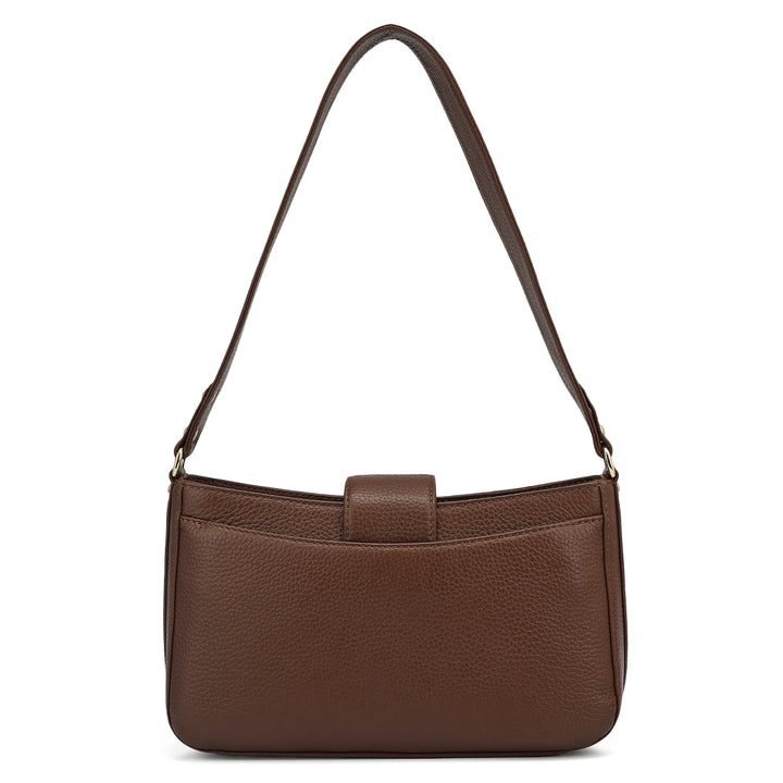 Small Wax Leather Baguette - Espresso