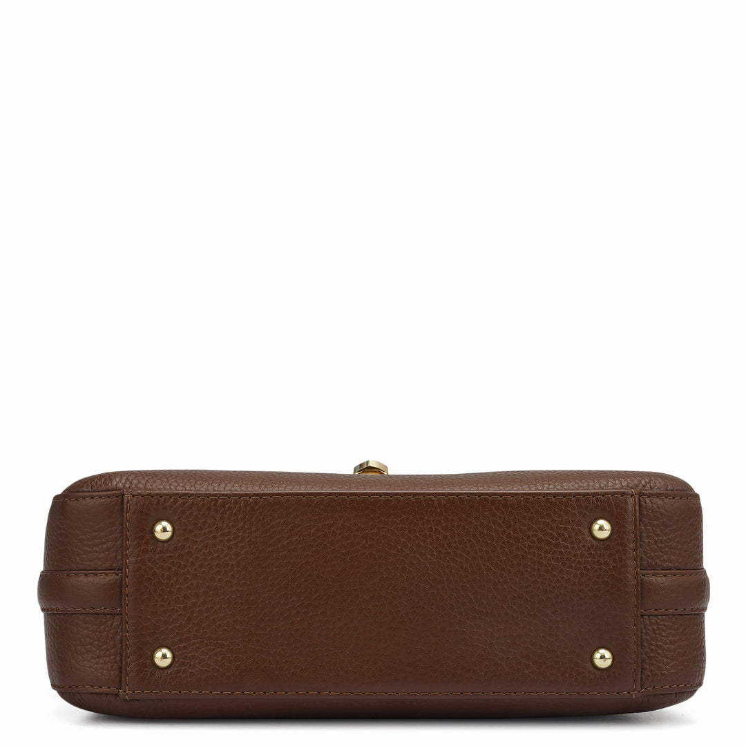 Small Wax Leather Baguette - Espresso