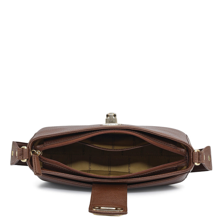 Small Wax Leather Baguette - Espresso