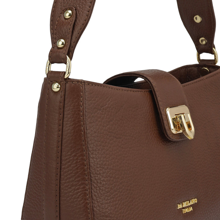 Small Wax Leather Baguette - Espresso