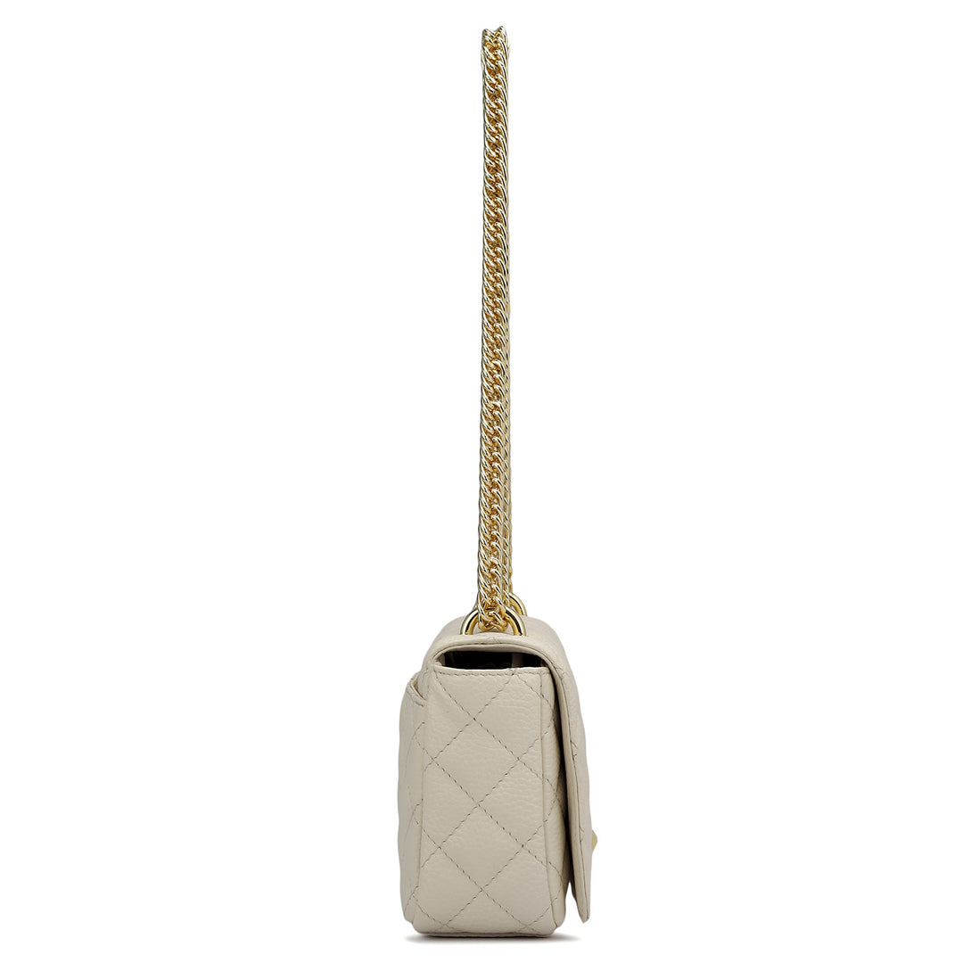 Small Quilting Leather Shoulder Bag - Butter