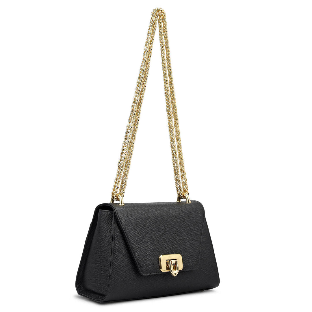 Small Franzy Leather Shoulder Bag - Black