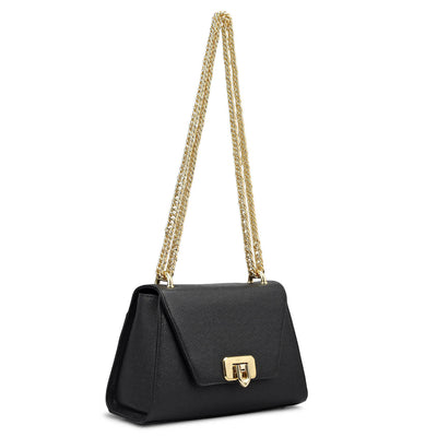 Small Franzy Leather Shoulder Bag - Black
